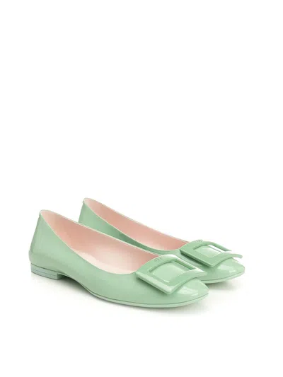 Roger Vivier U Look Patent Leather Ballerinas In Green