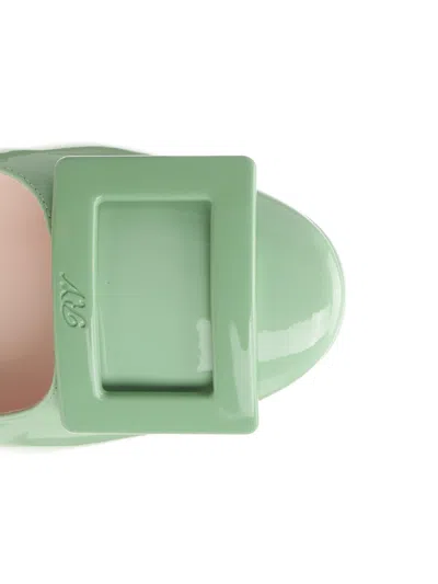 Roger Vivier U Look Patent Leather Ballerinas In Green