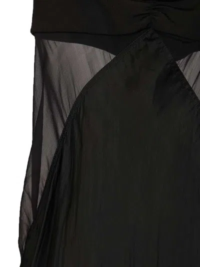 Rick Owens Panelled Satin Midi Slip Dress In Black