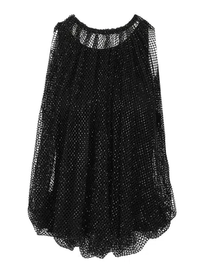Sportmax Embellished Mesh And Jersey Top In Black