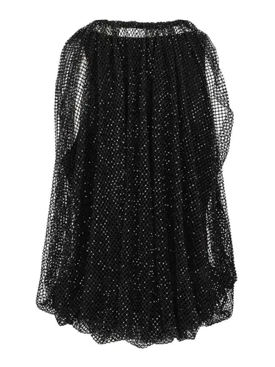 Sportmax Embellished Mesh And Jersey Top In Black