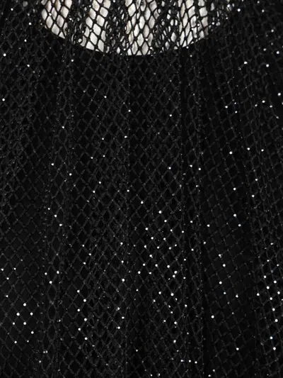 Sportmax Embellished Mesh And Jersey Top In Black