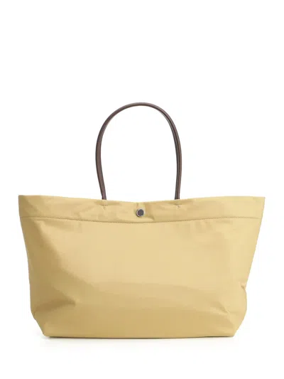 Tory Burch Ella Twist Nylon Shoulder Bag With Maxi Logo Patch On The Front In Nude