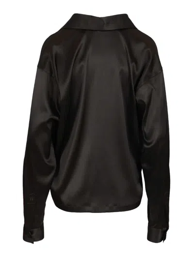 Tom Ford Black Solid Shirt Collar Polo In Black