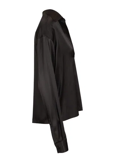 Tom Ford Black Solid Shirt Collar Polo In Black