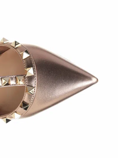Valentino Garavani Rockstud Pump In Laminated Nappa Leather 100mm Woman Rose Cannelle 41 In Pink