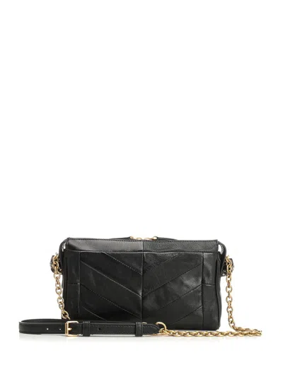 Valentino Garavani Panthea Small Shoulder In Nappa Leather With Chevron Pattern Bags In Black