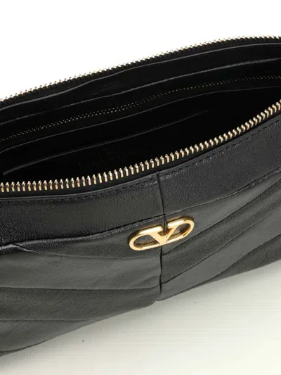 Valentino Garavani Panthea Small Shoulder In Nappa Leather With Chevron Pattern Bags In Black