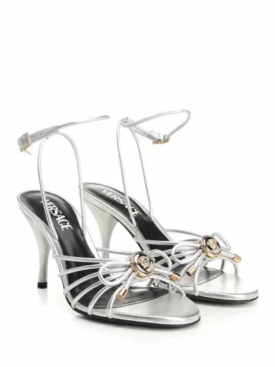 Versace Silver Leather Sandal In Multi