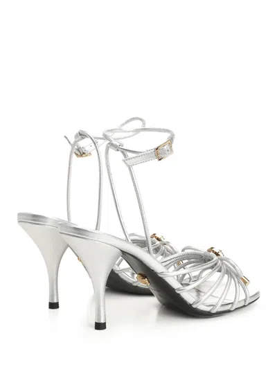 Versace Silver Leather Sandal In Multi