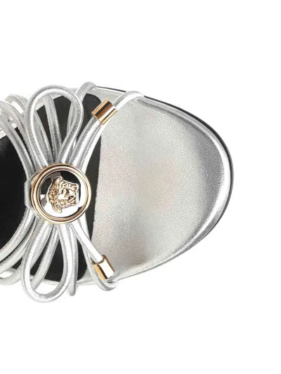 Versace Silver Leather Sandal In Multi