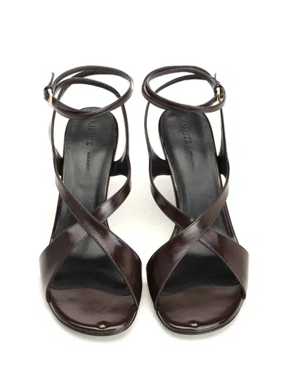Khaite Liria Leather Crisscross Wrap Ankle-strap Sandals In Multi