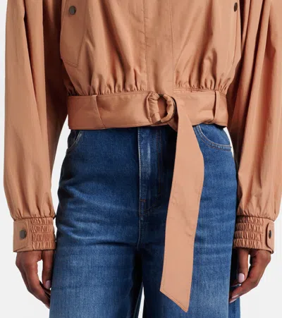 Chloé Ruched Short Cotton Poplin Jacket In Reef Shell In Multi