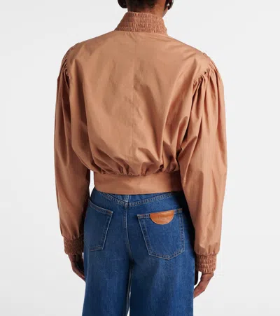 Chloé Ruched Short Cotton Poplin Jacket In Reef Shell In Multi