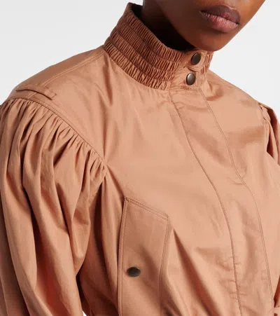Chloé Ruched Short Cotton Poplin Jacket In Reef Shell In Multi