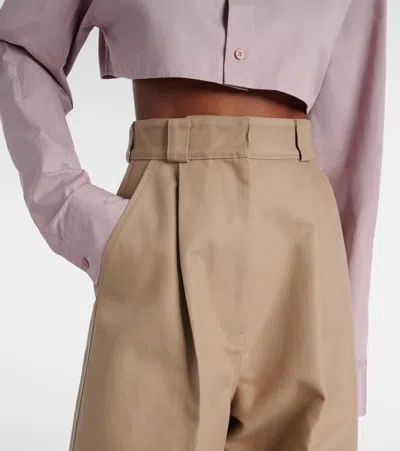 Balenciaga High Waist Pants Wide Leg Belt Loops In Brown