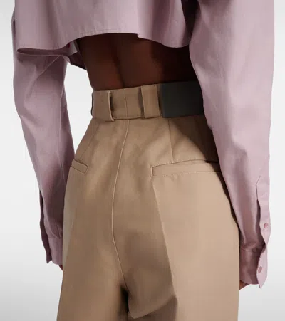 Balenciaga High Waist Pants Wide Leg Belt Loops In Brown