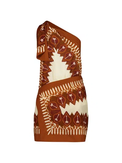 Johanna Ortiz Sun Traveller Printed Cotton-voile Mini Dress In Brown