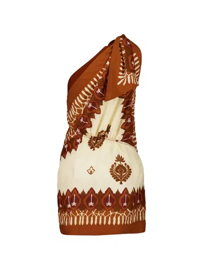 Johanna Ortiz Sun Traveller Printed Cotton-voile Mini Dress In Brown