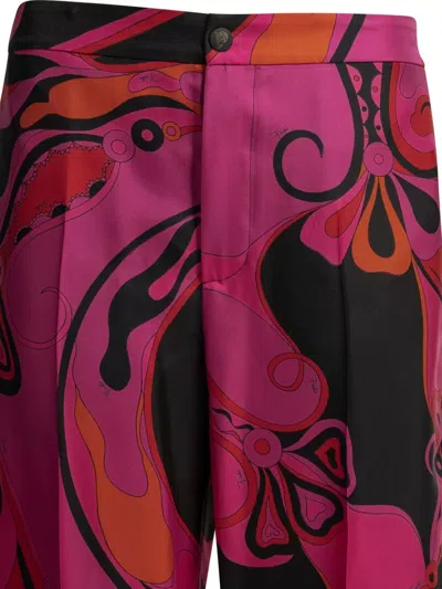Pucci Orchidee Printed Silk-twill Straight-leg Pants In Multi
