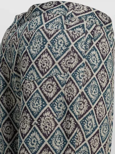 Needles Boot Cut Casual Shorts Patterned Pockets In Multi