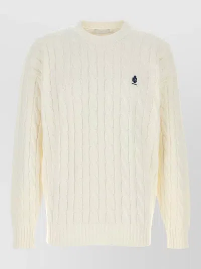 Prada Off White Logo Sweaters In White