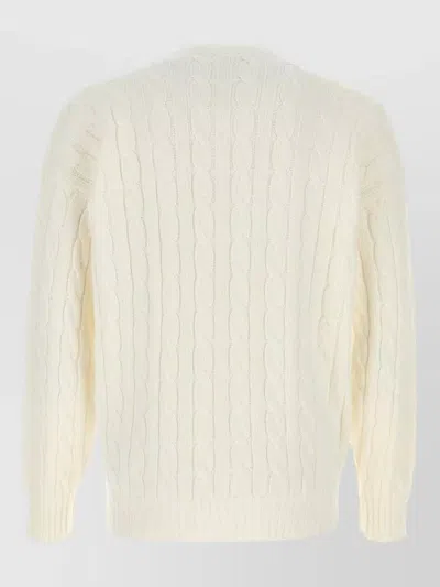 Prada Off White Logo Sweaters In White