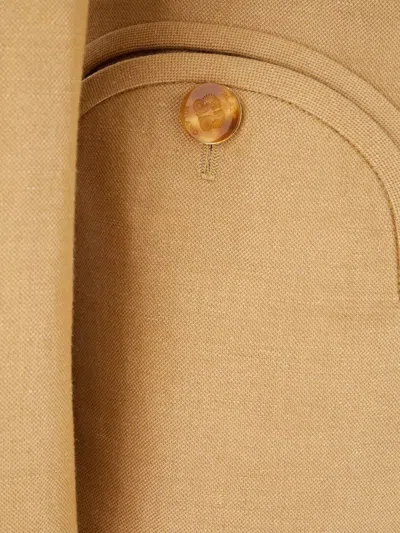 Blazé Milano Linen Blend Tailored Jacket Buttoned Cuffs In Neutral