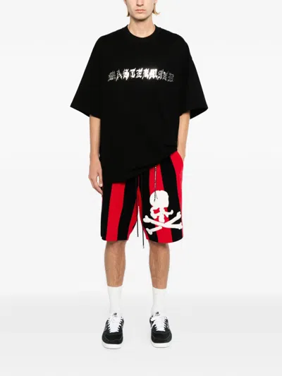 Mastermind Japan Skull-patch Striped Shorts In Multi