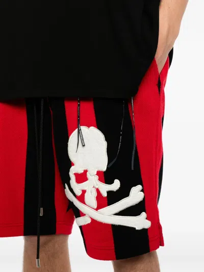 Mastermind Japan Skull-patch Striped Shorts In Multi