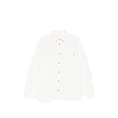 A.p.c. Classic Button-down Shirt With Subtle Logo Detail In Multi