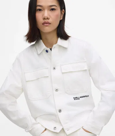 Kl Jeans Regular White Denim Jacket In White