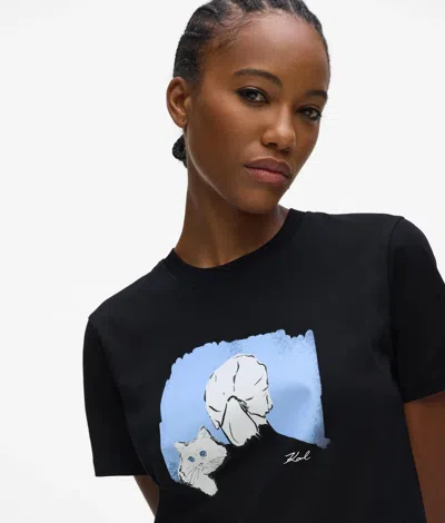 Karl Lagerfeld Illustrated Portrait T-shirt In Black