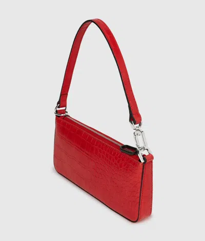Kl Jeans Transformable Croco Pouch In Red