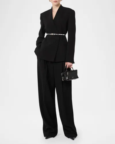 Max Mara Quinoa Belted Wrap-front Jacket In Black
