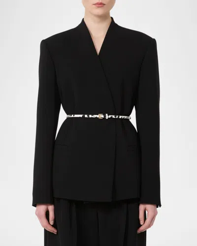 Max Mara Quinoa Belted Wrap-front Jacket In Black