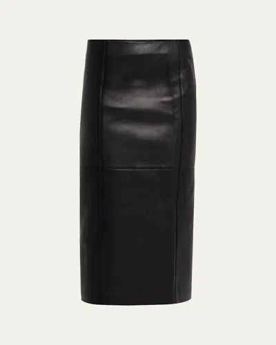A.l.c Marta Straight Leather Maxi Skirt In Black