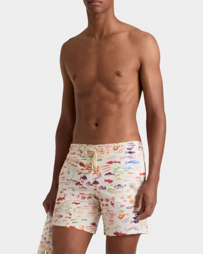 Vilebrequin X Fabrice Hyber Pescador 5.9 Watercolor Fish Swim Shorts In Multi