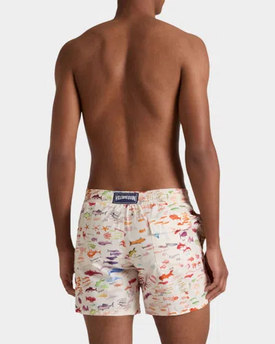 Vilebrequin X Fabrice Hyber Pescador 5.9 Watercolor Fish Swim Shorts In Multi