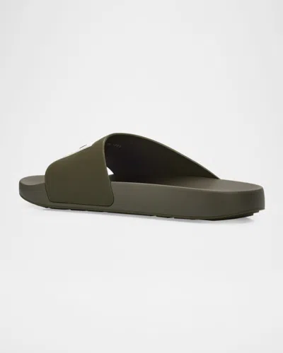 Givenchy Label Slide Flat Mules In Rubber In Green