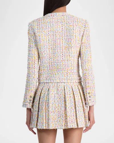 Alice And Olivia Peyton Cropped Metallic Cotton-blend Tweed Jacket In Neutral