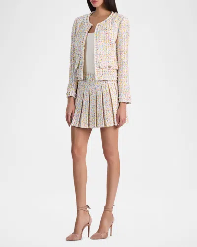 Alice And Olivia Peyton Cropped Metallic Cotton-blend Tweed Jacket In Neutral