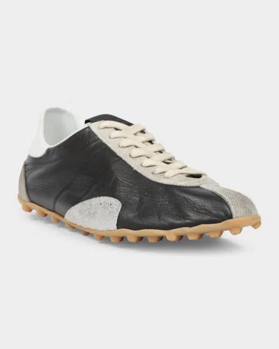 Maison Margiela Sneakers Sprinters In Suede And Leather With Vintage Finish In Black