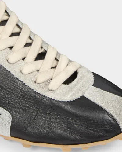 Maison Margiela Sneakers Sprinters In Suede And Leather With Vintage Finish In Black