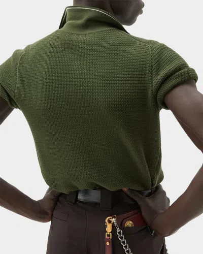 Versace Knit Shirt Chest Pocket Contrast Stitching In Green