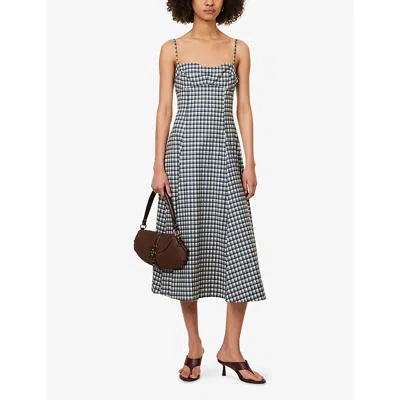 Reformation Womens Check Kailani Cotton Midi Dress In Black