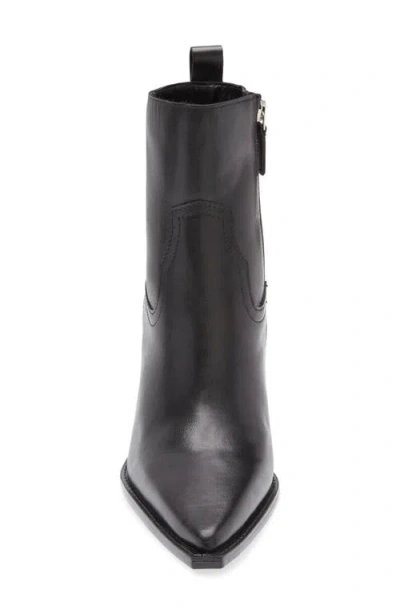 Mango Leather Pointed Ankle Boots Black In Black