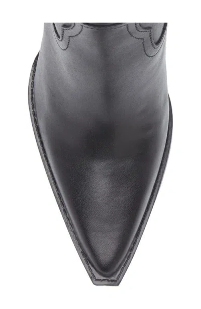 Mango Leather Pointed Ankle Boots Black In Black