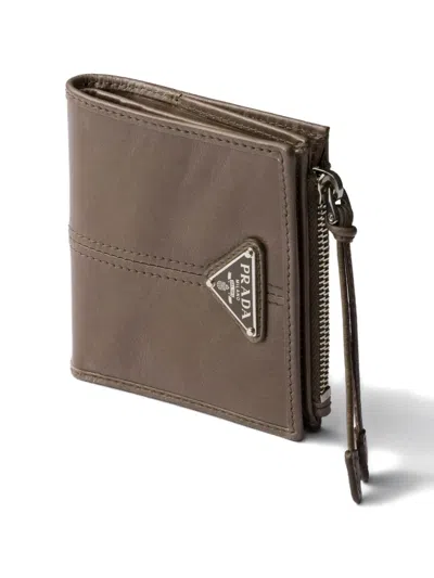 Prada Small Leather Wallet In Brown