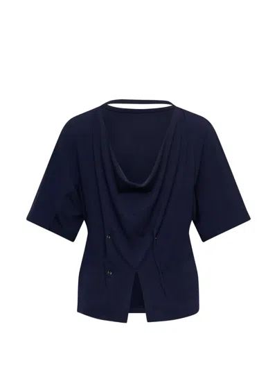 Ych Backless Draped T-shirt In Blue
